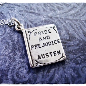 Pride and Prejudice Book Necklace - Sterling Silver Pride and Prejudice Book Charm on a Delicate Sterling Silver Cable Chain or Charm Only