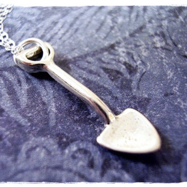 Tiny Silver Shovel Necklace - Sterling Silver Shovel Charm on a Delicate Sterling Silver Cable Chain or Charm Only