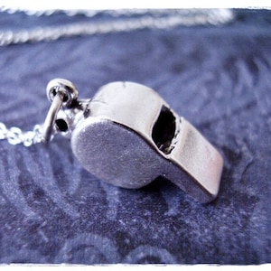 Large Silver Whistle Necklace - Sterling Silver Whistle Charm on a Delicate Sterling Silver Cable Chain or Charm Only
