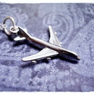 Silver Airplane Necklace - Sterling Silver Airplane Charm on a Delicate Sterling Silver Cable Chain or Charm Only