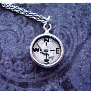 Silver Movable Compass Necklace - Sterling Silver Movable Compass Charm on a Delicate Sterling Silver Cable Chain or Charm Only