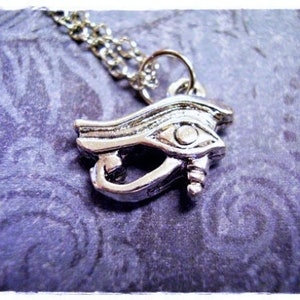 Silver Eye of Horus Necklace - Silver Pewter Eye of Horus Charm on a Delicate Stainless Steel Cable Chain or Charm Only