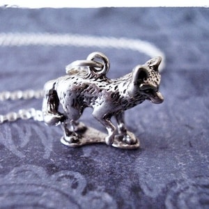 Sterling Fox Necklace - Sterling Fox Charm on a Delicate Sterling Silver Cable Chain or Charm Only