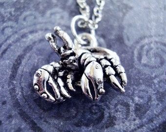 Silver Hermit Crab Necklace - Silver Pewter Hermit Crab Charm on a Delicate Silver Plated Cable Chain or Charm Only