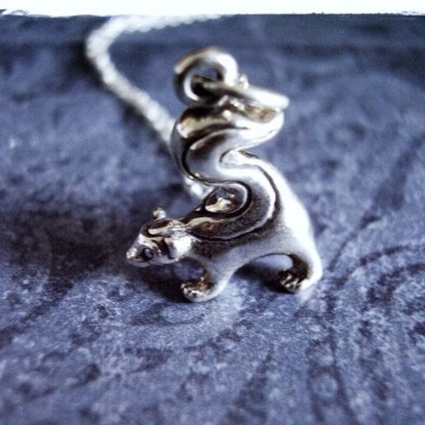 Sterling Silver Skunk Necklace - Sterling Silver Skunk Charm on a Delicate Sterling Silver Cable Chain or Charm Only