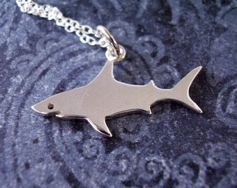 Silver Shark Necklace - Sterling Silver Shark Charm on a Delicate Sterling Silver Cable Chain or Charm Only