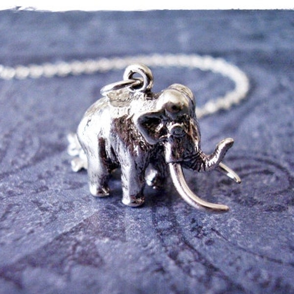 Sterling Mammoth Necklace - Sterling Silver Mammoth Charm on a Delicate Sterling Silver Cable Chain or Charm Only