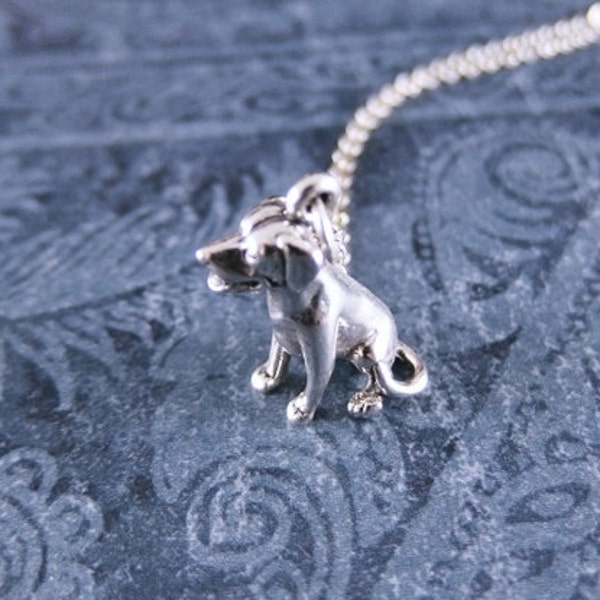 Silver Labrador Necklace - Sterling Silver Labrador Charm on a Delicate Sterling Silver Cable Chain or Charm Only