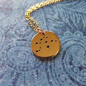 Gold Aquarius Constellation Necklace - Bronze Aquarius Constellation Charm on a Delicate 14kt Gold Filled Cable Chain or Charm Only