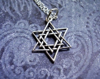 Layered Star of David Necklace - Sterling Silver Layered Star of David Charm on a Delicate Sterling Silver Cable Chain or Charm Only