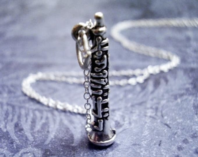 Silver Oboe Necklace Sterling Silver Oboe Charm on a Etsy
