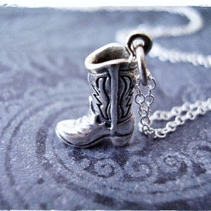 Silver Cowboy Boot Necklace - Sterling Silver Cowboy Boot Charm on a Delicate Sterling Silver Cable Chain or Charm Only