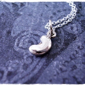 Tiny Silver Bean Necklace - Sterling Silver Bean Charm on a Delicate Sterling Silver Cable Chain or Charm Only