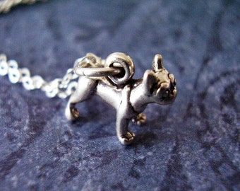 Tiny Boston Terrier Necklace - Sterling Silver Boston Terrier Charm on a Delicate Sterling Silver Cable Chain or Charm Only