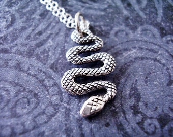 Silver Snake Necklace - Sterling Silver Snake Charm on a Delicate Sterling Silver Cable Chain or Charm Only