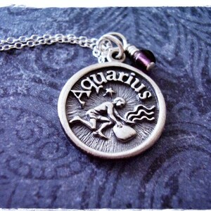 Sterling Silver Aquarius Friendly Necklace - Sterling Silver Friendly Aquarius Charm on a Delicate Sterling Silver Cable Chain or Charm Only