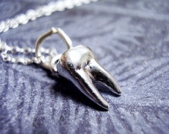 Silver Tooth Necklace - Sterling Silver Tooth Charm on a Delicate Sterling Silver Cable Chain or Charm Only