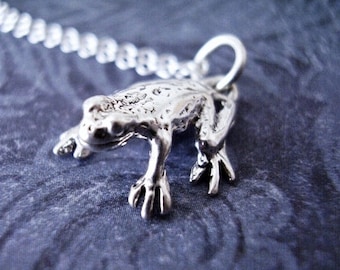 Silver Frog Necklace - Sterling Silver Frog Charm on a Delicate Sterling Silver Cable Chain or Charm Only