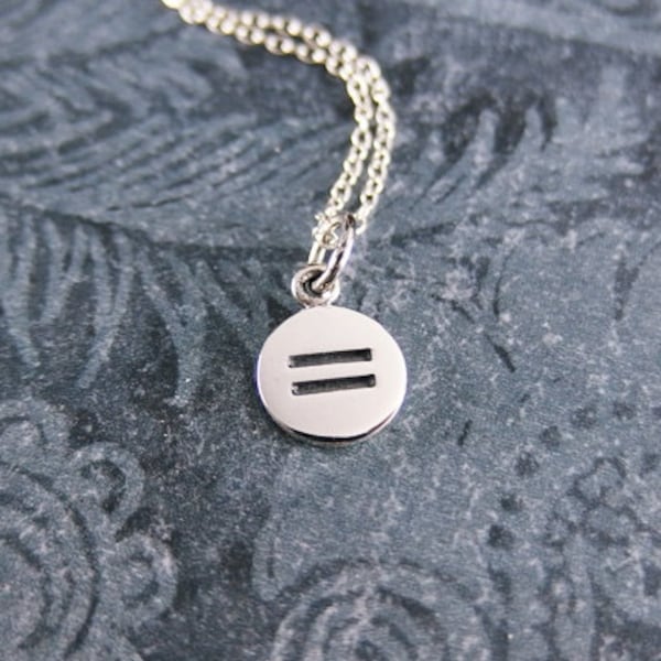 Tiny Equality Necklace - Sterling Silver Equality Charm on a Delicate Sterling Silver Cable Chain or Charm Only