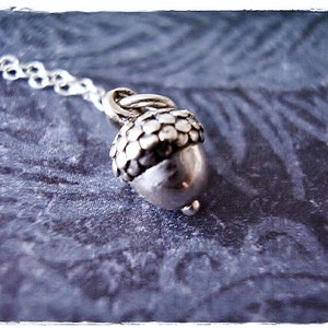 Tiny Silver Acorn Necklace - Sterling Silver Acorn Charm on a Delicate Sterling Silver Cable Chain or Charm Only