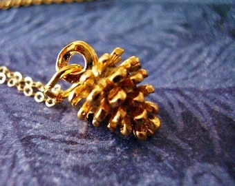 Collar de piña dorada - Colgante de piña chapado en oro de 14 quilates en una delicada cadena de eslabones rellenos de oro de 14 quilates o solo el colgante