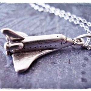 Silver Space Shuttle Necklace - Sterling Silver Space Shuttle Charm on a Delicate Sterling Silver Cable Chain or Charm Only