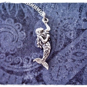 Silver Mermaid Necklace - Sterling Silver Mermaid Charm on a Delicate Sterling Silver Cable Chain or Charm Only
