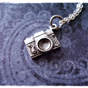 Tiny Camera Necklace - Tiny Sterling Silver Camera Charm on a Delicate Sterling Silver Cable Chain or Charm Only