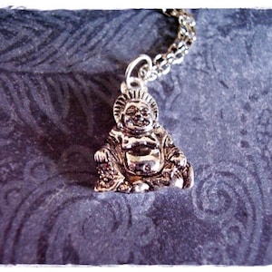 Silver Buddha Necklace - Silver Buddha Charm on a Delicate Stainless Steel Cable Chain or Charm Only