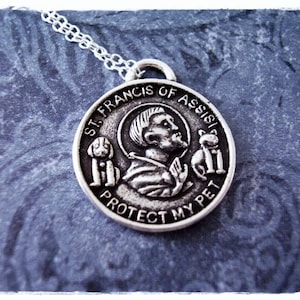Silver St Francis of Assisi Necklace - Sterling Silver St Francis of Assisi Charm on a Delicate Sterling Silver Cable Chain or Charm Only