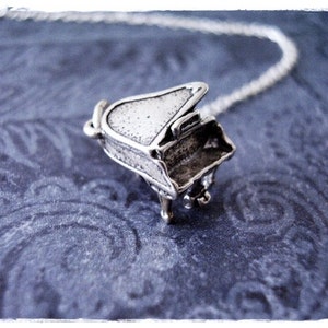 Tiny Piano Necklace - Sterling Silver Piano Charm on a Delicate Sterling Silver Cable Chain or Charm Only