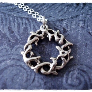 Silver Thorny Crown Necklace - Sterling Silver Thorny Crown Charm on a Delicate Sterling Silver Cable Chain or Charm Only