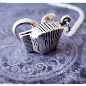 Silver Accordion Necklace - Sterling Silver Accordion Charm on a Delicate Sterling Silver Cable Chain or Charm Only