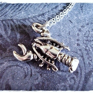 Silver Lobster Necklace - Sterling Silver Lobster Charm on a Delicate Sterling Silver Cable Chain or Charm Only