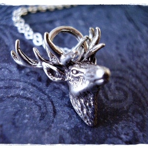 Silver Elk Head Necklace - Sterling Silver Elk Head Charm on a Delicate Sterling Silver Cable Chain or Charm Only