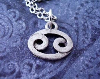 Collana in argento con segno zodiacale del Cancro - Ciondolo in peltro antico con segno zodiacale del Cancro su una delicata catena in acciaio inossidabile o solo ciondolo