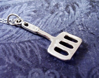 Silver Spatula Necklace - Sterling Silver Spatula Charm on a Delicate Sterling Silver Cable Chain or Charm Only