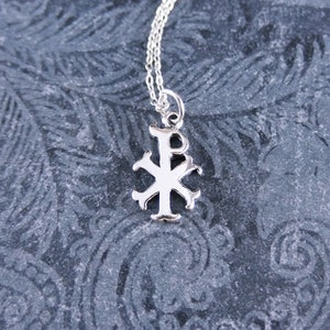 Silver Chi Rho Necklace Sterling Silver Chi Rho Charm on a | Etsy