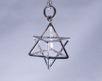 Silver Merkaba Necklace - Sterling Silver Merkaba Charm on a Delicate Sterling Silver Cable Chain or Charm Only