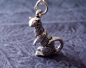 Silver Ferret Necklace - Sterling Silver Ferret Charm on a Delicate Sterling Silver Cable Chain or Charm Only