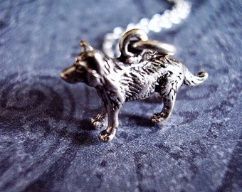 Tiny Silver Wolf Necklace - Sterling Silver Wolf Charm on a Delicate Sterling Silver Cable Chain or Charm Only