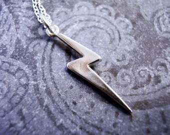 Silver Lightning Bolt Necklace - Sterling Silver Lightning Bolt Charm on a Delicate Sterling Silver Cable Chain or Charm Only