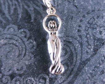 Silver Moon Goddess Necklace - Sterling Silver Moon Goddess Charm on a Delicate Sterling Silver Cable Chain or Charm Only