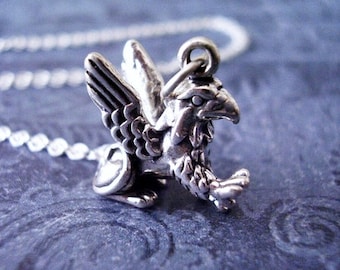 Silver Griffin Necklace - Sterling Silver Griffin Charm on a Delicate Sterling Silver Cable Chain or Charm Only