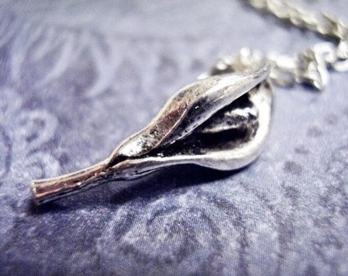 Silver Calla Silver Calla Lily Necklace - Silver Pewter Calla Lily Charm on a ...