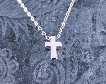 Tiny Silver Cross Necklace - Sterling Silver Cross Bead on a Delicate Sterling Silver Cable Chain or Bead Only