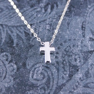 Tiny Silver Cross Necklace Sterling Silver Cross Bead on a Delicate ...
