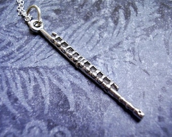 Silver Flute Necklace Sterling Silver Flute Charm on a Delicate