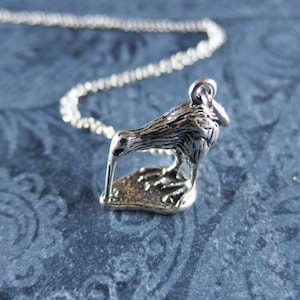 Silver Kiwi Bird Necklace - 925 Sterling Silver Kiwi Charm on a Delicate Sterling Silver Cable Chain or Charm Only