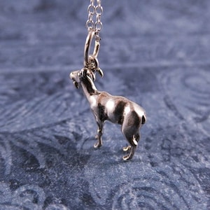 Silver Mountain Goat Necklace - Sterling Silver Mountain Goat Charm on a Delicate Sterling Silver Cable Chain or Charm Only